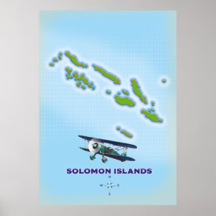 Solomon islands cartography map. poster