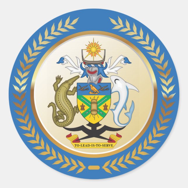 Solomon Islands Coat of Arms Classic Round Sticker (Front)