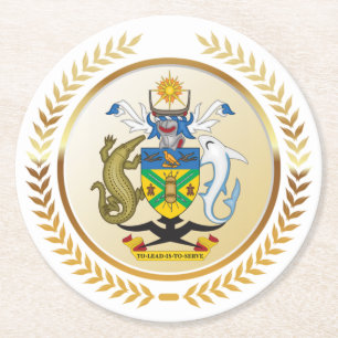 Solomon Islands Coat of Arms Round Paper Coaster