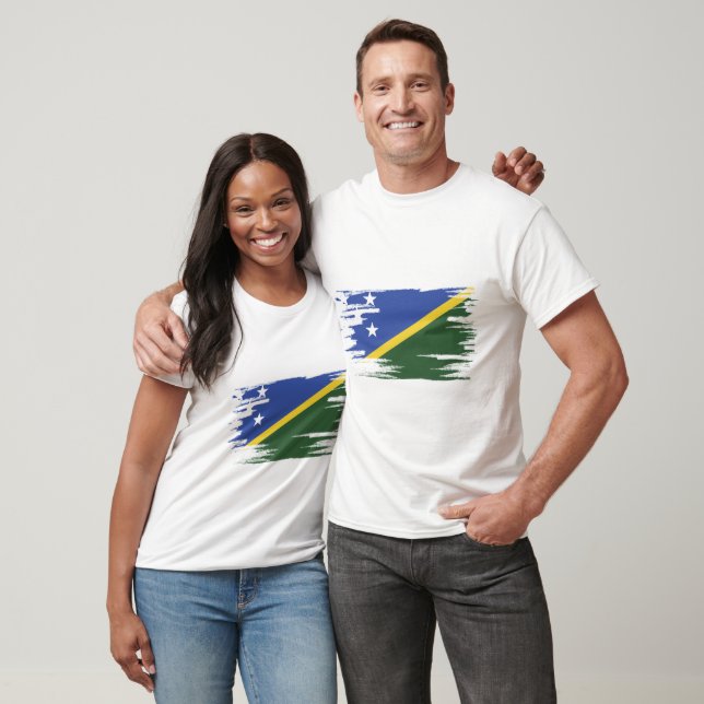 Solomon Islands Flag Brush Art T-Shirt (Unisex)
