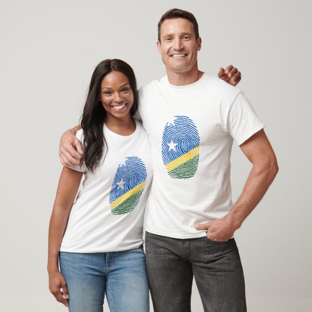 Solomon Islands Flag Fingerprint T-Shirt (Unisex)