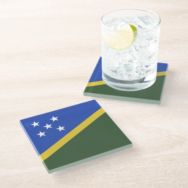Solomon Islands flag Glass Coaster (Angled)