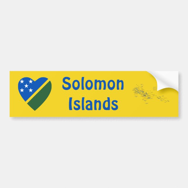 Solomon Islands Flag Heart + Map Bumper Sticker (Front)