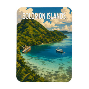 Solomon Islands Illustration Travel Art Vintage Magnet