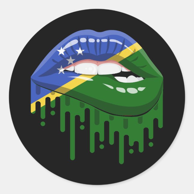Solomon Islands lips pride root flag Classic Round Sticker (Front)