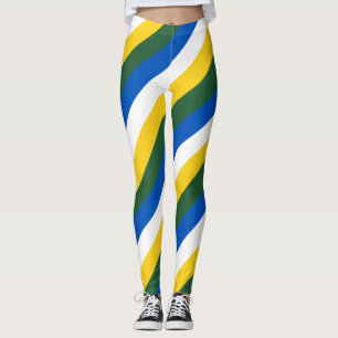 Solomon Islands National Flag Colours Striped Legg Leggings