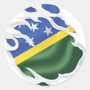 Solomon Islands Ripped Flag Classic Round Sticker