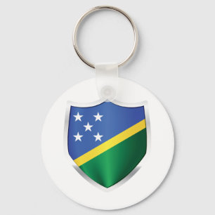 Solomon Islands Silver Shield Flag Key Ring