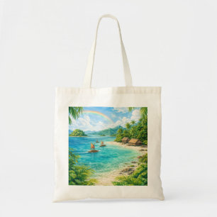Solomon Islands Tropical Beach, Rainbow & Lagoon Tote Bag
