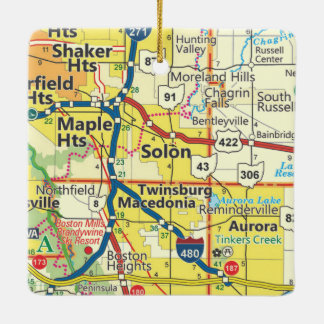 Solon Ohio Road Map Ceramic Ornament