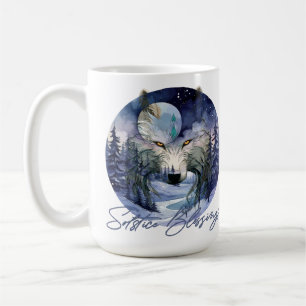 Solstice Blessings Winter Wolf Moonlight Woods Coffee Mug