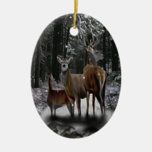 Solstice Deer Family Ceramic Tree Decoration