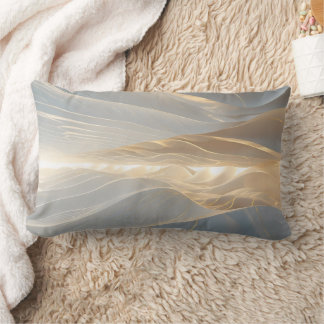 Solstice Echo – Luminous Gold Wave Abstract Throw Lumbar Cushion