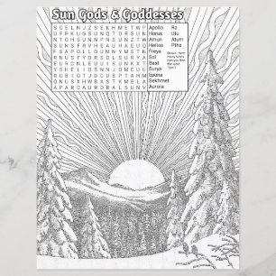 Solstice Scene Wicca Word Search & Colouring Sheet