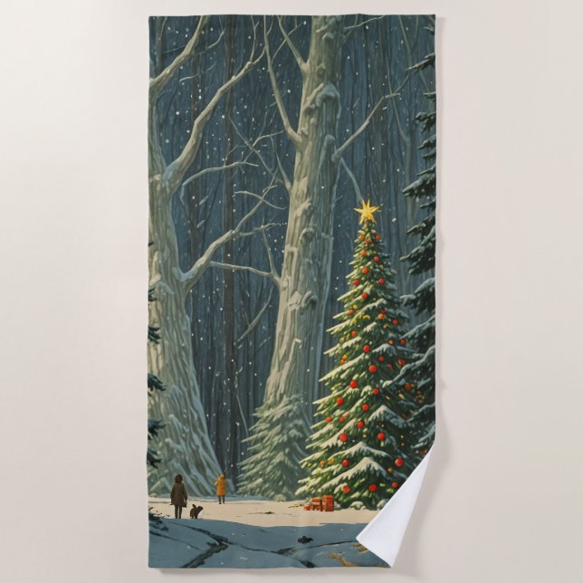 Solstice Spruce Christmas  Beach Towel (Front)