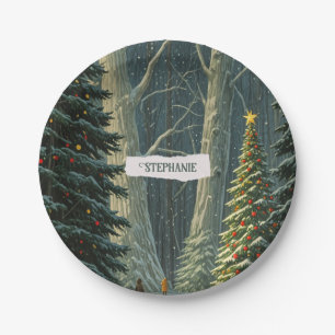 Solstice Spruce Personalised Christmas Paper Plate
