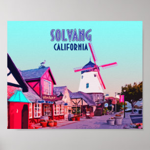 Solvang Danish Downtown California Vintage Poster