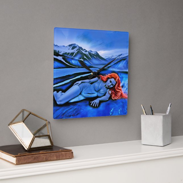 “Sólvátra”  - Flame Beneath Ice Square Wall Clock (Office)