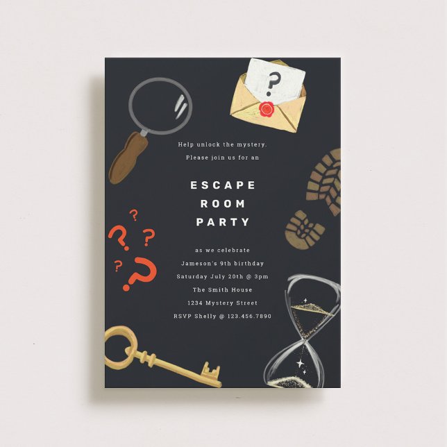 Solve the Mystery Escape Room Party Invitation (Creator Uploaded)