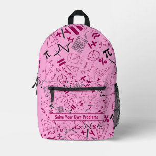 solve your own problems mathematics modern pink printed backpack