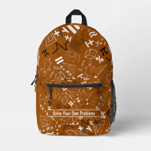 solve your own problems mathematics rustic brown printed backpack