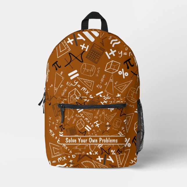 solve your own problems mathematics rustic brown printed backpack (Front)