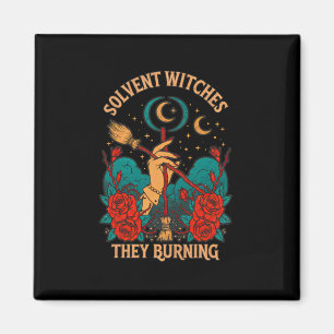 Solvent Witches Burning Sticker Magnet