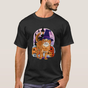 Somali Cat Cute Halloween Witch Pumpkin T-Shirt