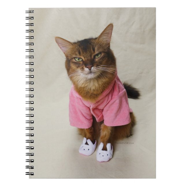 Somali Cat in Robe and Slippers Notebook (Front)