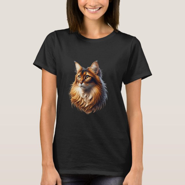 Somali Cat & Maine Coon Tee - Feline Art For Enthu (Front)