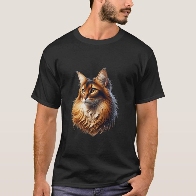 Somali Cat & Maine Coon Tee - Feline Art For Enthu (Front)