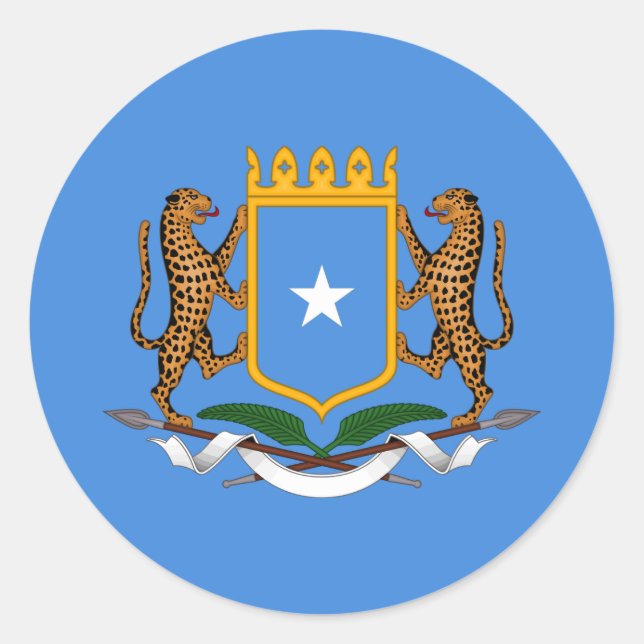 Somali Flag & Coat of Arms, Flag of Somalia Classic Round Sticker (Front)