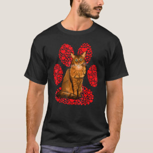 Somali Valentines Day Cat Love Paw T-Shirt