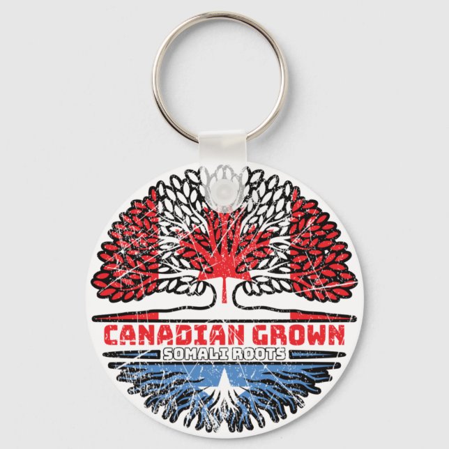 Somalia Somali Canadian Canada Tree Roots Flag Key Ring (Front)