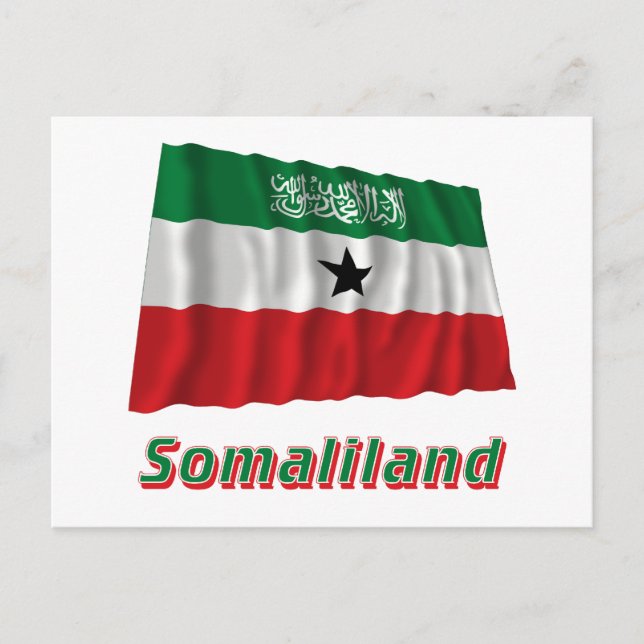 Somaliland Waving Flag with Name Postcard (Front)