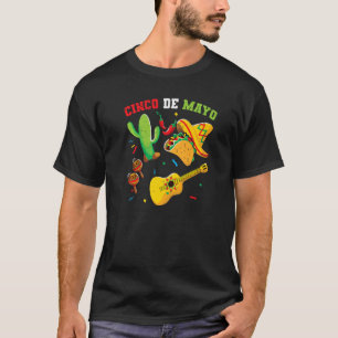 Sombrero Chilli Cactus Guitar Mexican Party Cinco T-Shirt
