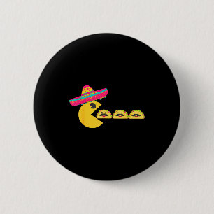 Sombrero eating funny tacos with moustaches cinco 6 cm round badge