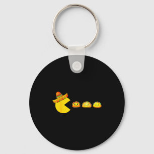 Sombrero eating tacos video game gamer cinco de key ring