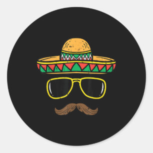 Sombrero Face Cinco De Mayo Mexican Fiesta Party K Classic Round Sticker