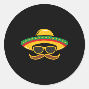 Sombrero Face Cinco De Mayo Mexican Kids Boys Fies Classic Round Sticker