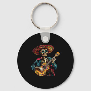 Sombrero skeleton mexico dia de los muertos key ring