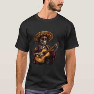 Sombrero Skeleton Mexico Dia De Los Muertos Mexica T-Shirt