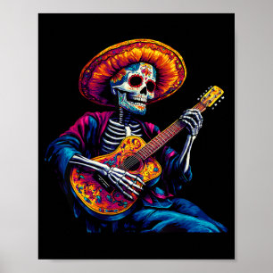 Sombrero skeleton mexico dia de los muertos poster
