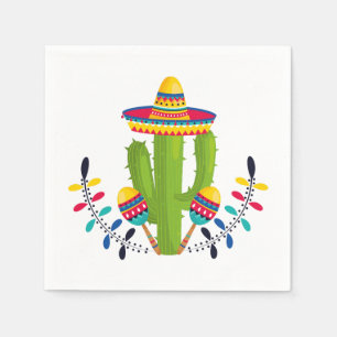 Sombrero wearing Cactus with Maracas Napkin