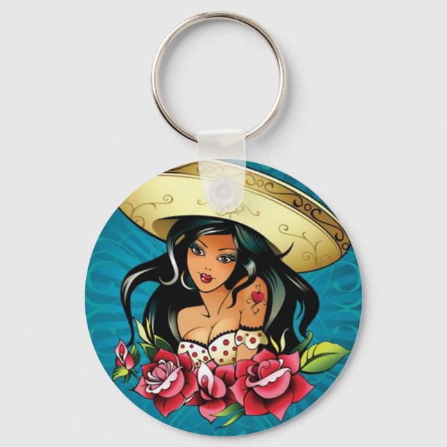Sombrero Woman Keychain (Front)