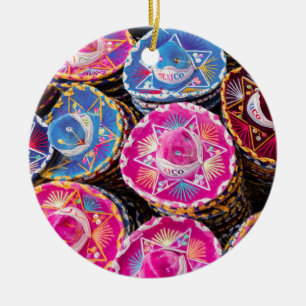Sombreros In Mexico Ceramic Tree Decoration
