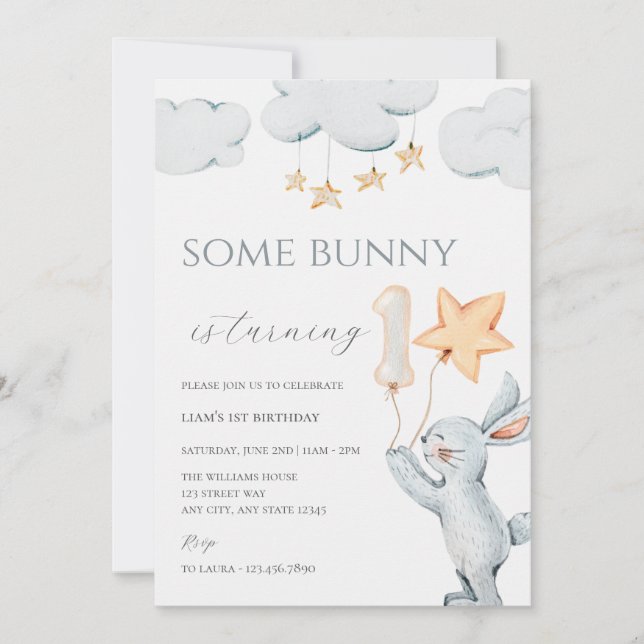 Some Bunny 1st Birthday Party Invitation (Front)