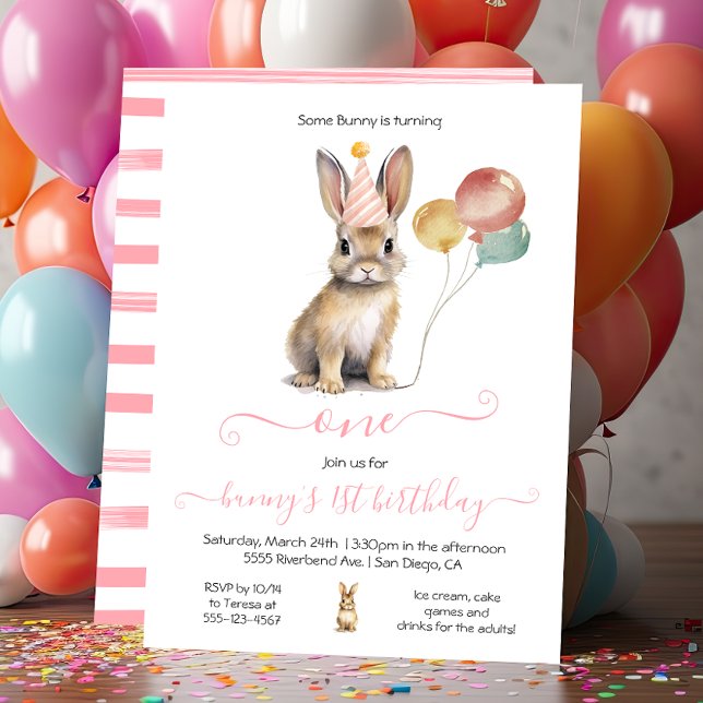 Some Bunny 1st Easter Spring Birthday Party Invitation (Creator Uploaded)