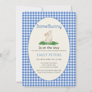 Some Bunny Baby Shower Blue Invitation