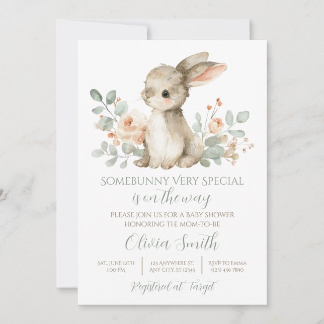 Some Bunny Baby Shower Invitation Vintage Bunny (Front)